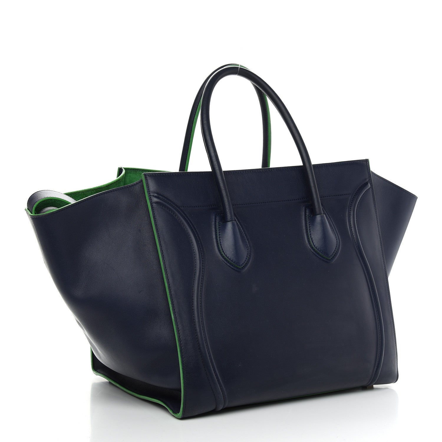 Celine Supple Calfskin Medium Phantom Luggage Navy Blue Green Trim 2 of 14