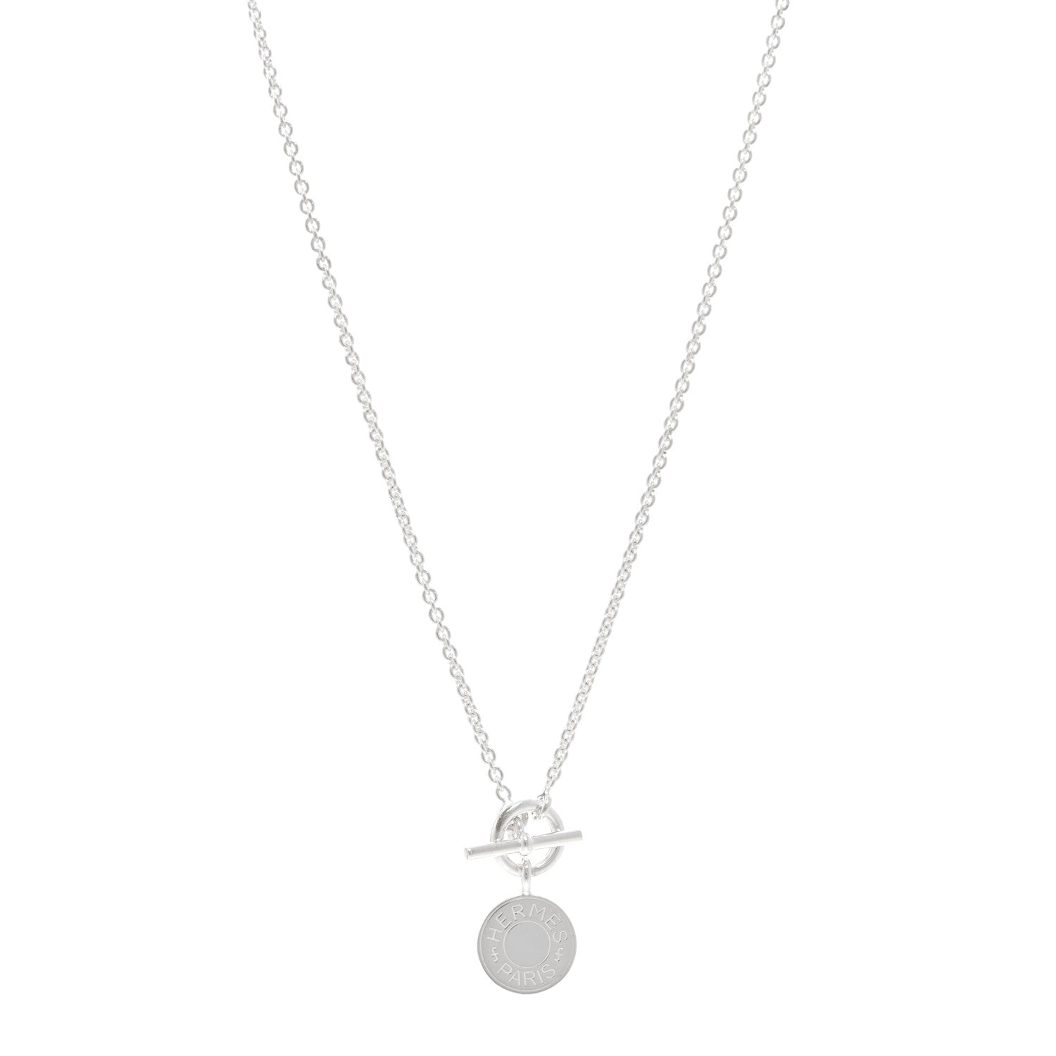 Hermes Sterling Silver Amulettes H Confettis Pendant Necklace 1 of 5