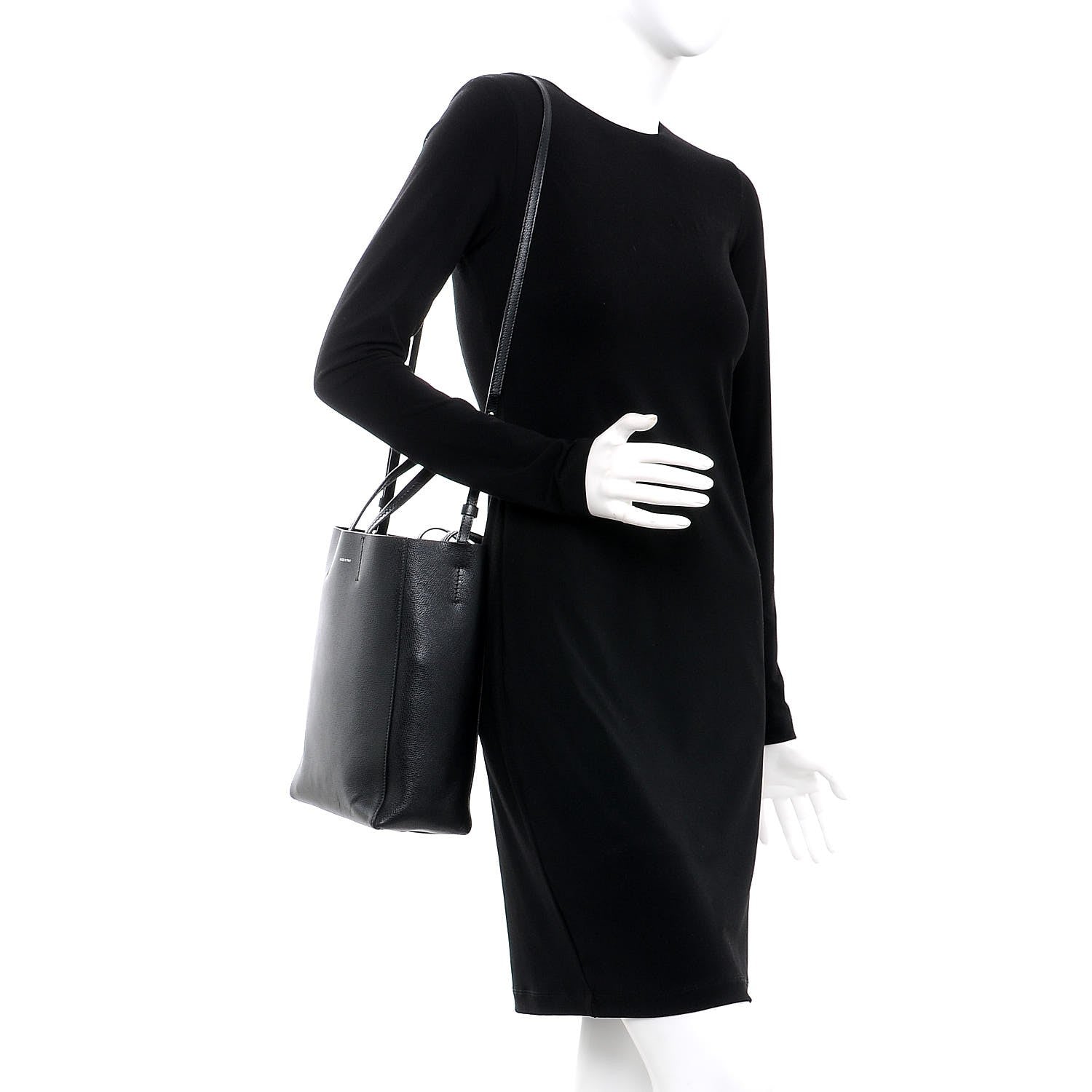 Celine Grained Calfskin Small Vertical Cabas Black 2 of 8