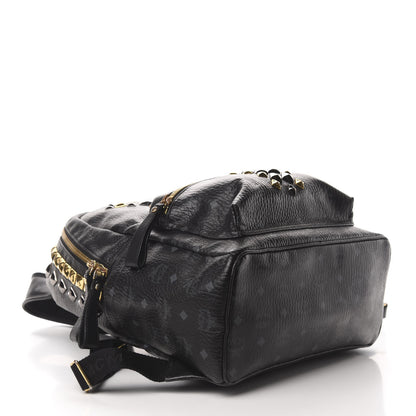 MCM Visetos Studded Colorblock Medium Stark Brock Backpack Black 3 of 13