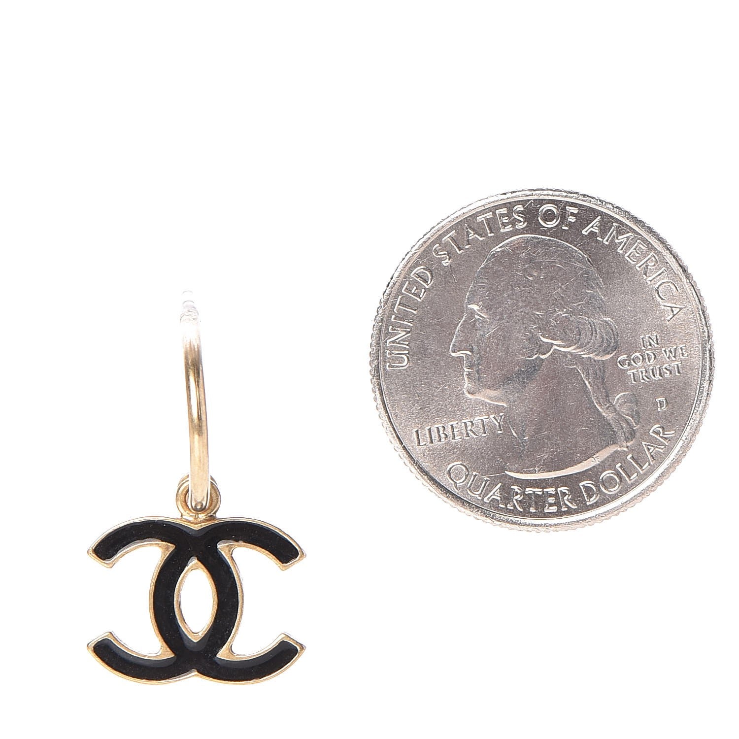 Chanel Enamel CC Dangle Earrings Gold Black 2 of 5