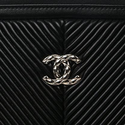 Chanel Lambskin Chevron Pleated Large Cosmetic Case Black 8 of 8