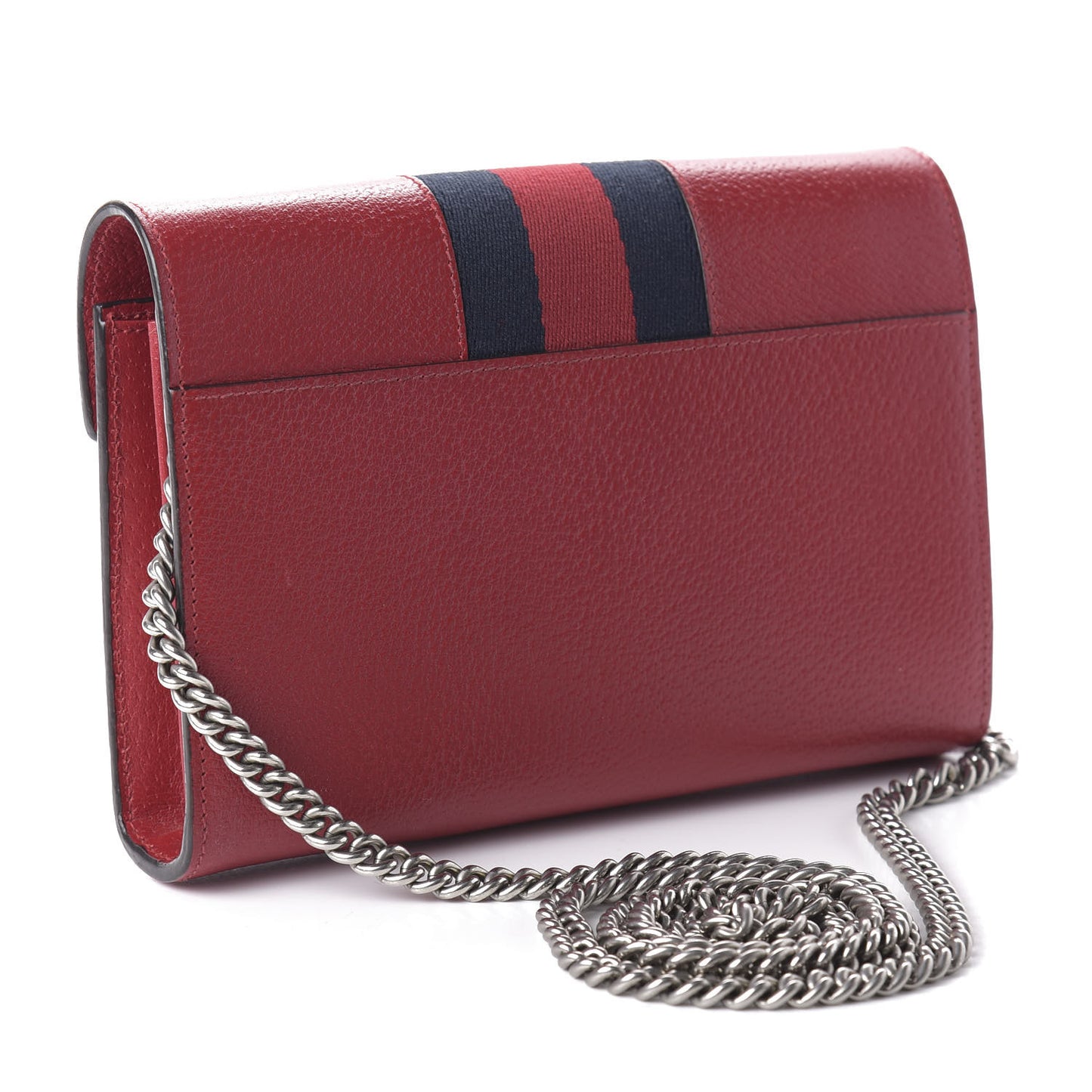 Calfskin Web Mini Dionysus Chain Wallet Hibiscus Red