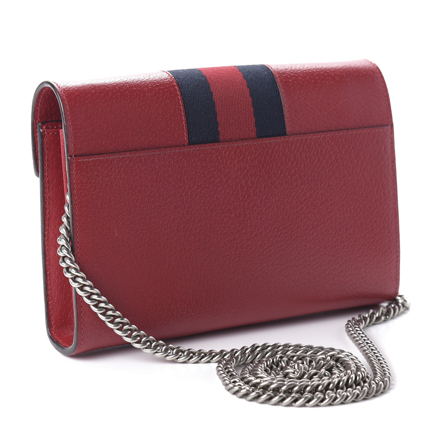 Gucci Calfskin Web Mini Dionysus Chain Wallet Hibiscus Red 3 of 9