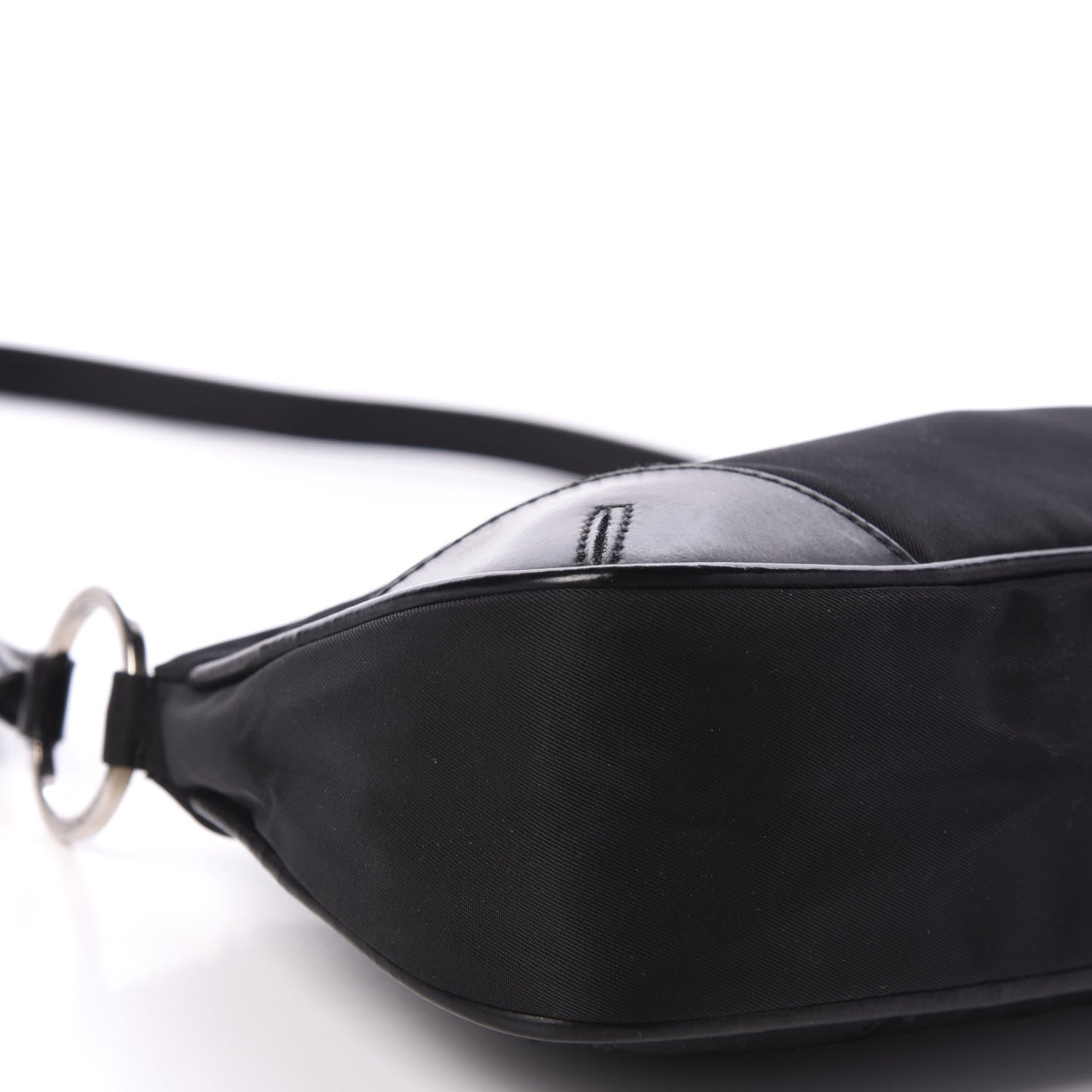 Prada Tessuto Nylon Soft Calfskin Shoulder Bag Black 6 of 9