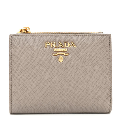 Prada Saffiano Zip Top Compact Wallet Argilla 1 of 8