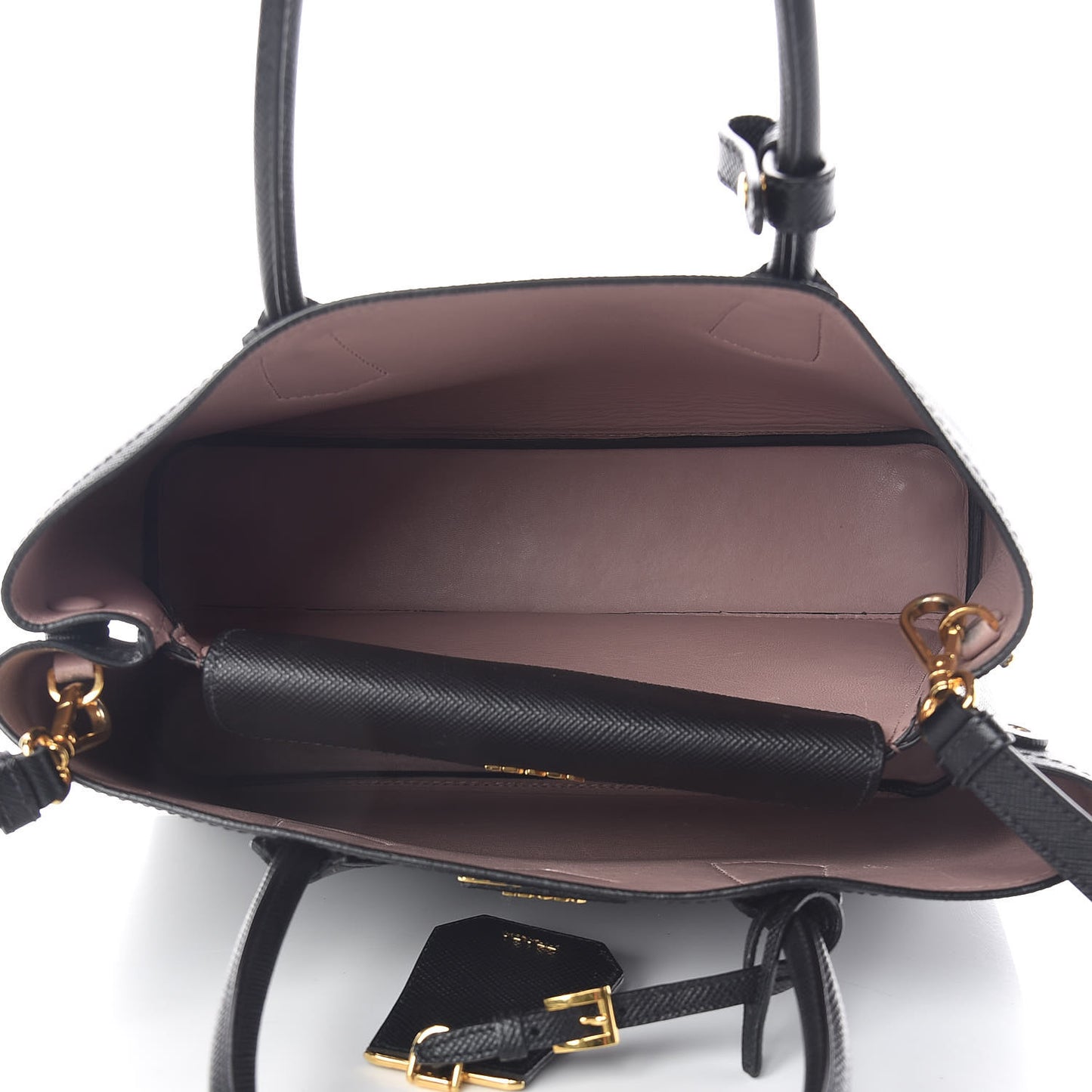 Saffiano Cuir Medium Double Bag Black Mughetto