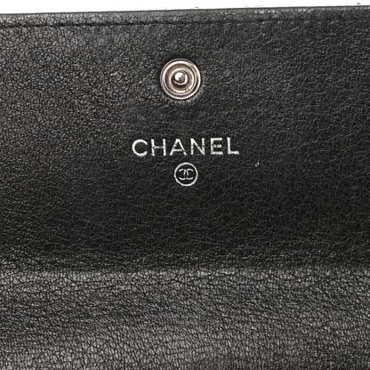 Chanel Perforated Lambskin Quilted Large Gusset Flap Wallet Black 6 of 10