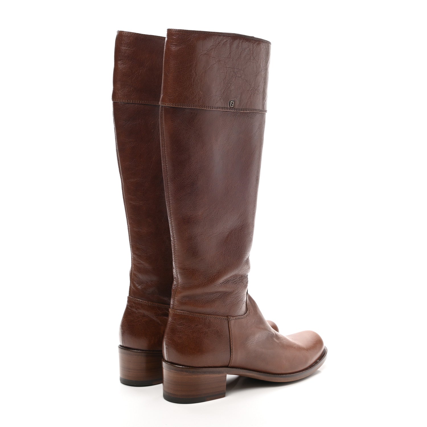 Fendi Calfskin FF Boots 37.5 Brown 4 of 8