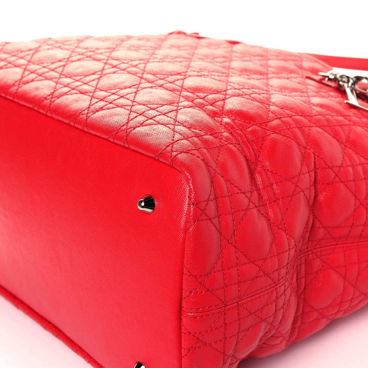 Coated Canvas Cannage Large Panarea Tote Red