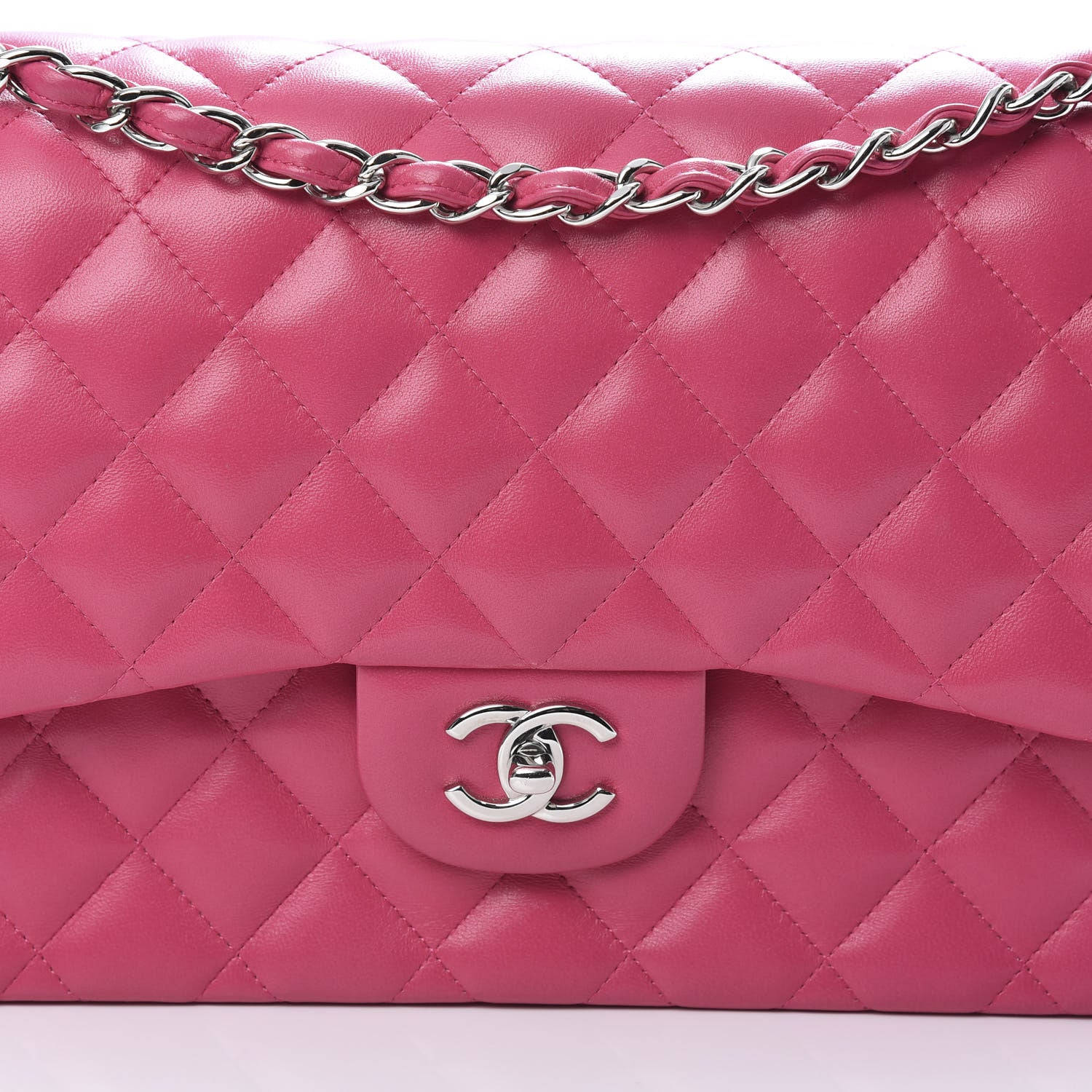 Chanel Lambskin Quilted Jumbo Double Flap Dark Pink 8 of 15