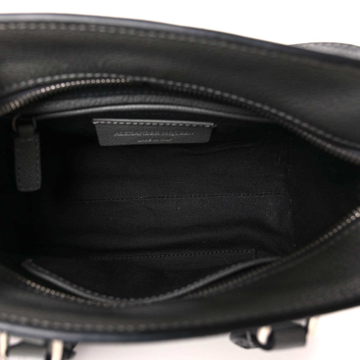 Alexander McQueen Pebbled Calfskin Mini Skull Padlock Zip Around Tote Grey 5 of 8