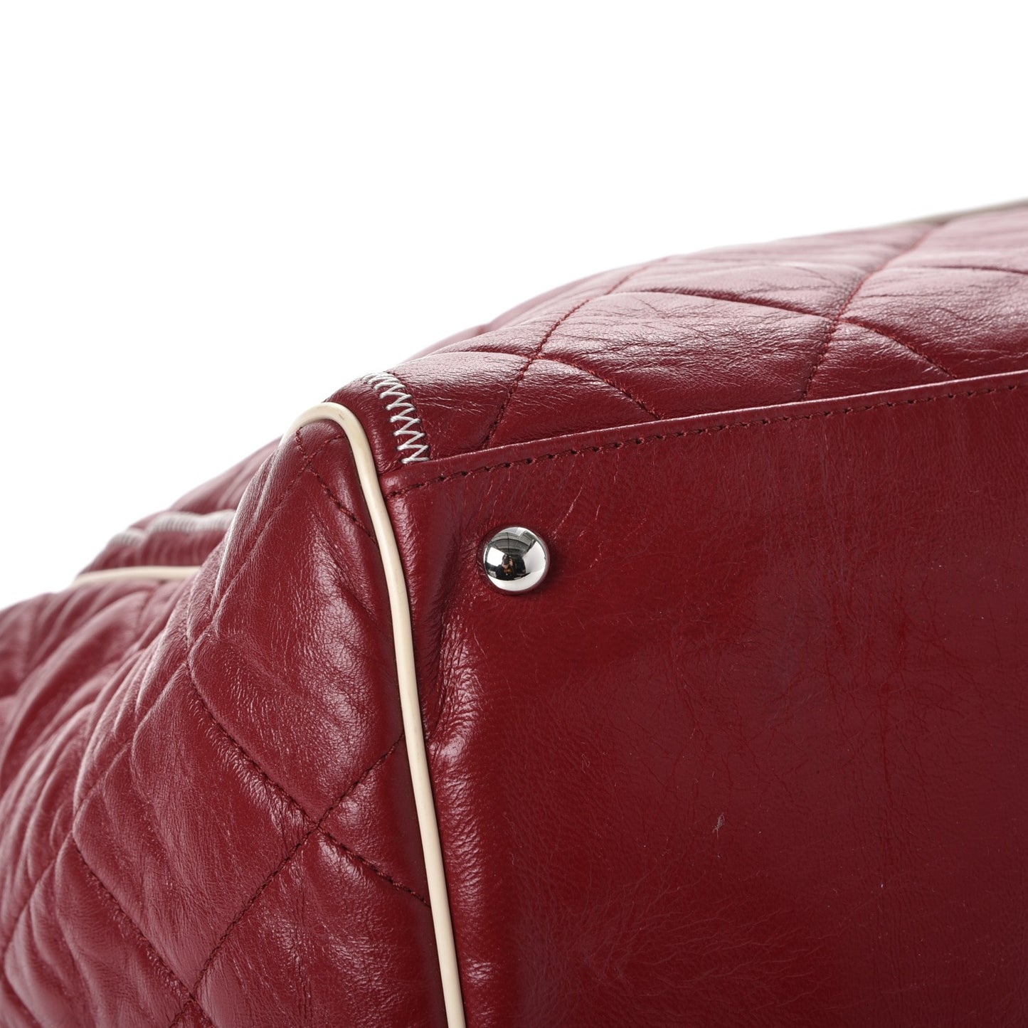 Lambskin Quilted East West Large Tote Red