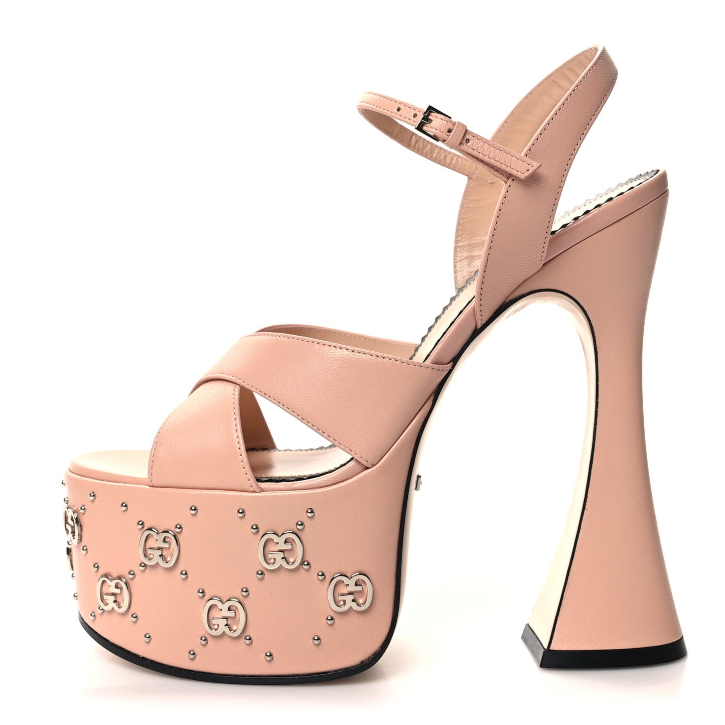 Malaga Kid Interlocking G Studs 155mm Platform Sandals 38.5 Perfect Pink