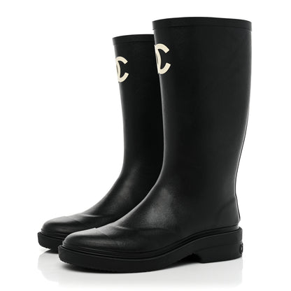 Chanel Caoutchouk CC High Boots 35 Black 3 of 10