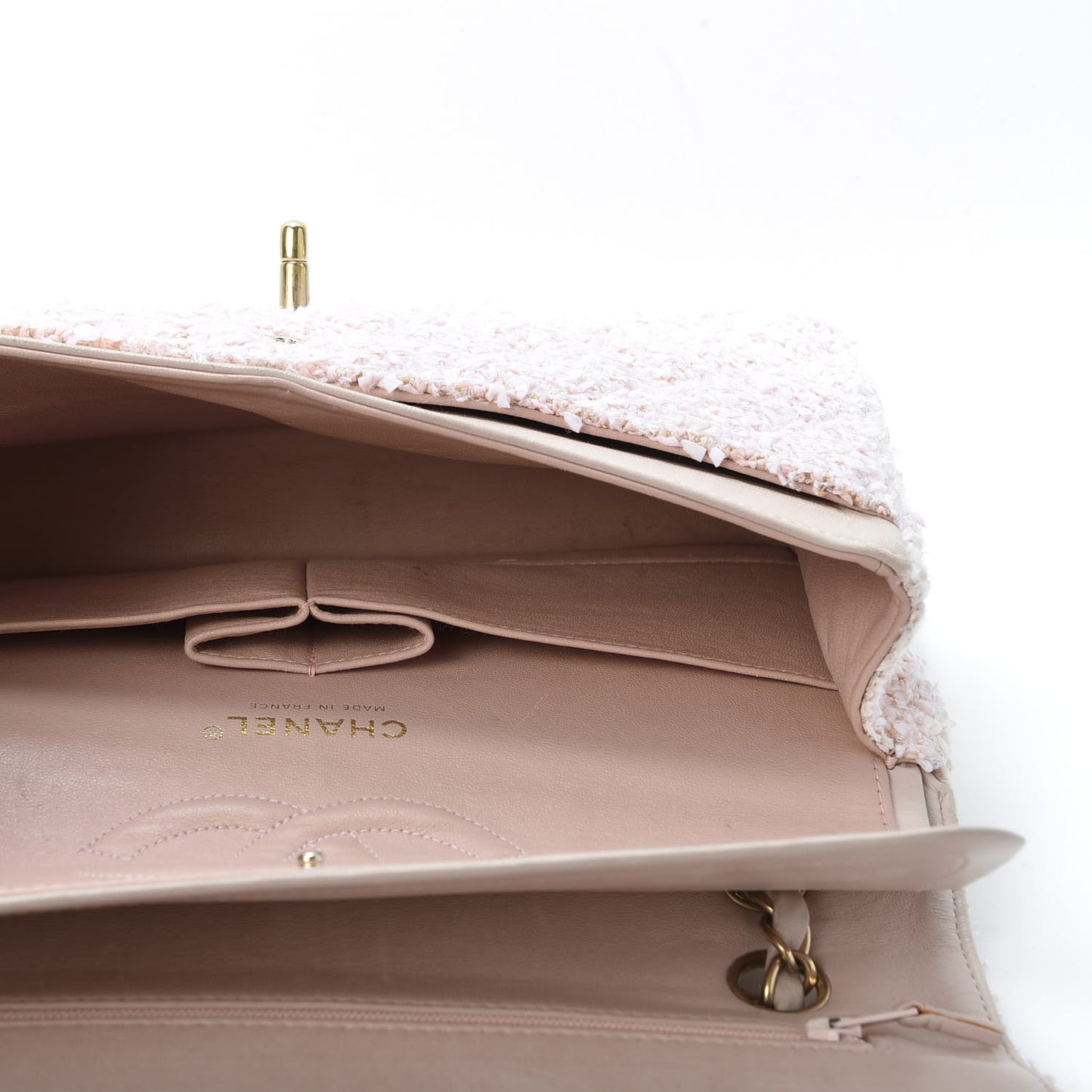 Tweed Medium Double Flap Pink