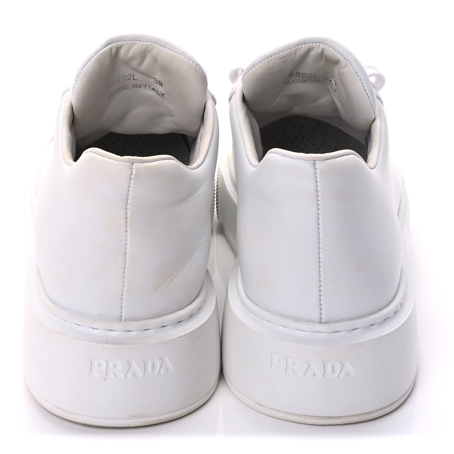 Prada Vitello Soft Logo Low Top Sneakers 38 White 5 of 10