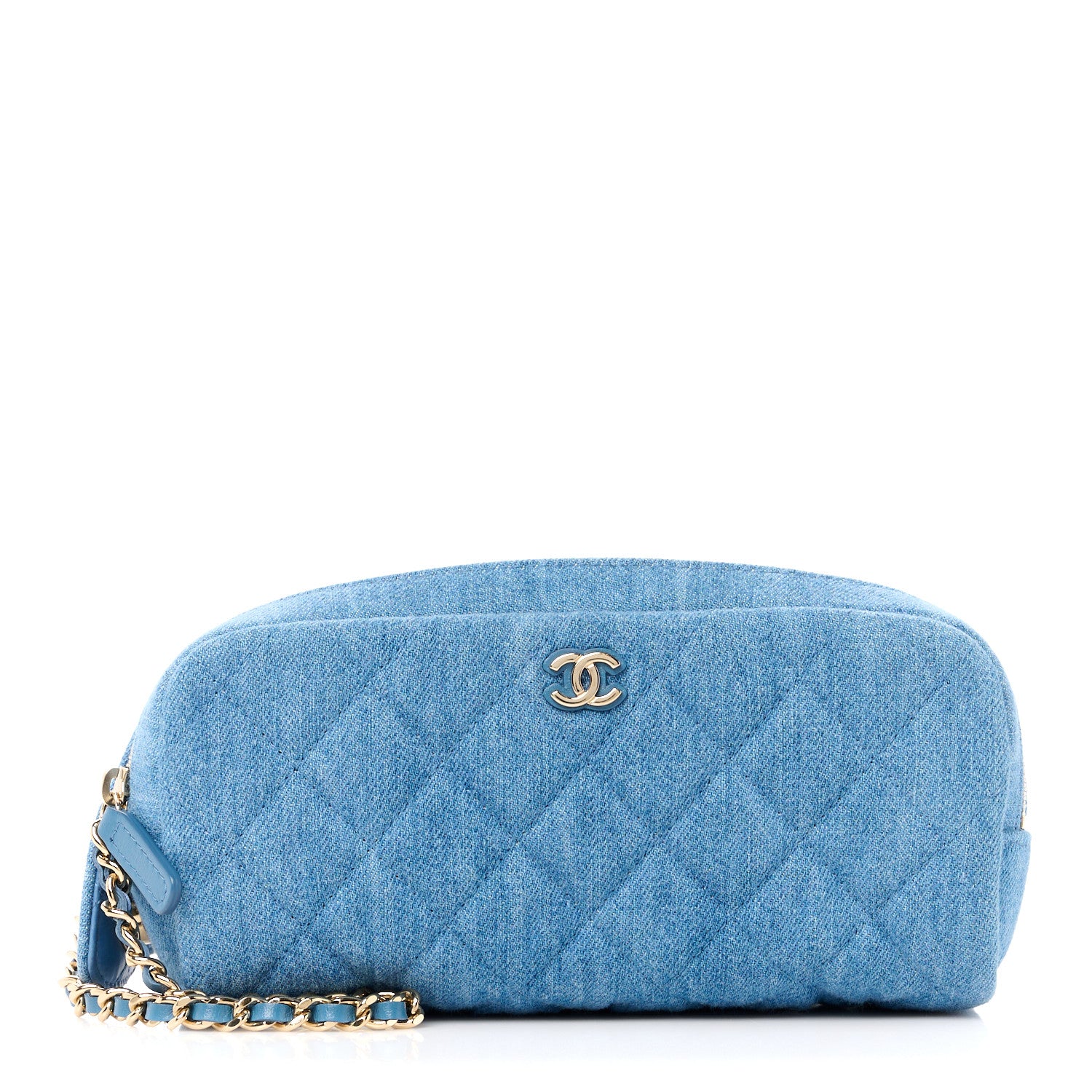 Chanel Denim Quilted Toiletry Case Blue 1 of 11
