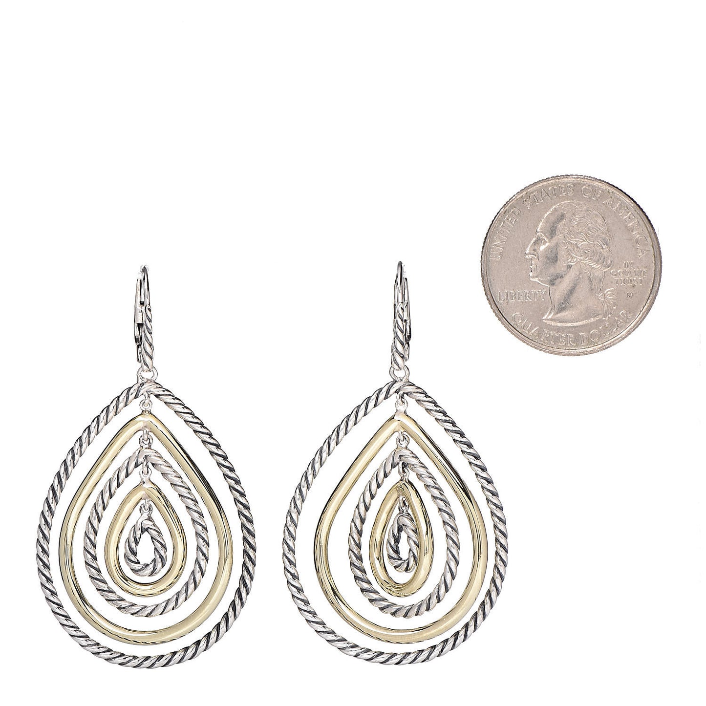 Sterling Silver 14K Yellow Gold Mobile Drop Earrings