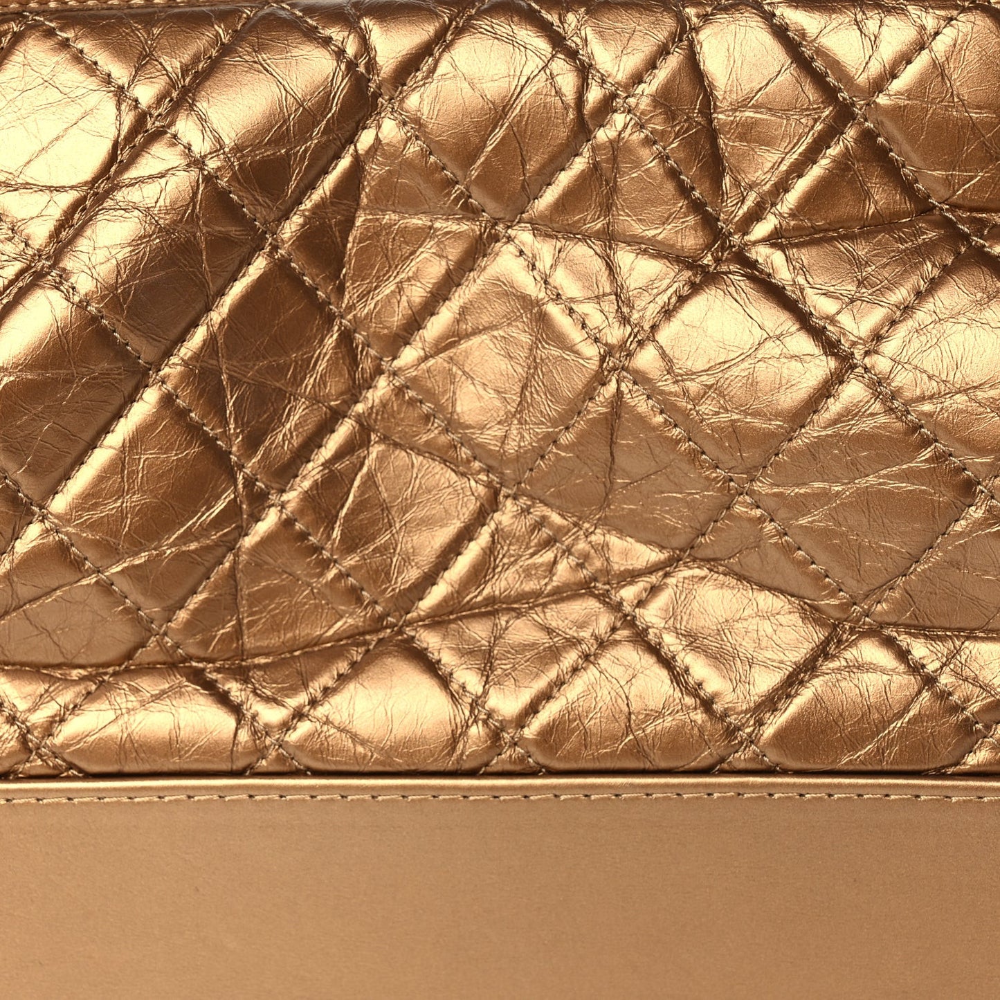 Metallic Aged Calfskin Quilted Medium Gabrielle Gold