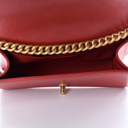 Chanel Caviar Chevron Quilted Medium Boy Flap Red 8 of 10