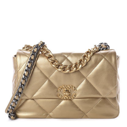 Chanel Goatskin Quilted Large 19 Flap Gold 1 of 10