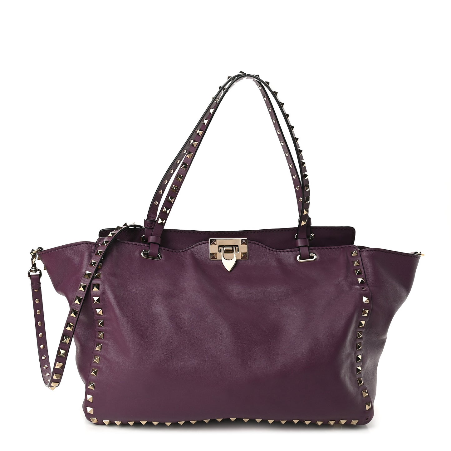 Vitello Medium Rockstud Tote Purple