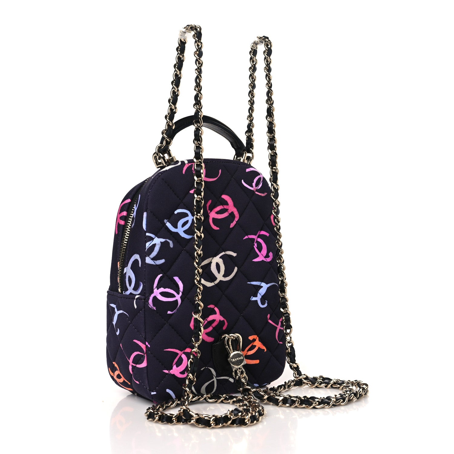 Chanel Printed Fabric Quilted CC Mini Classic Backpack Black Multicolor 3 of 10