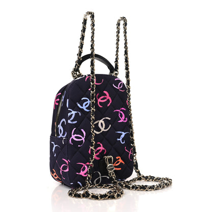 Chanel Printed Fabric Quilted CC Mini Classic Backpack Black Multicolor 3 of 10