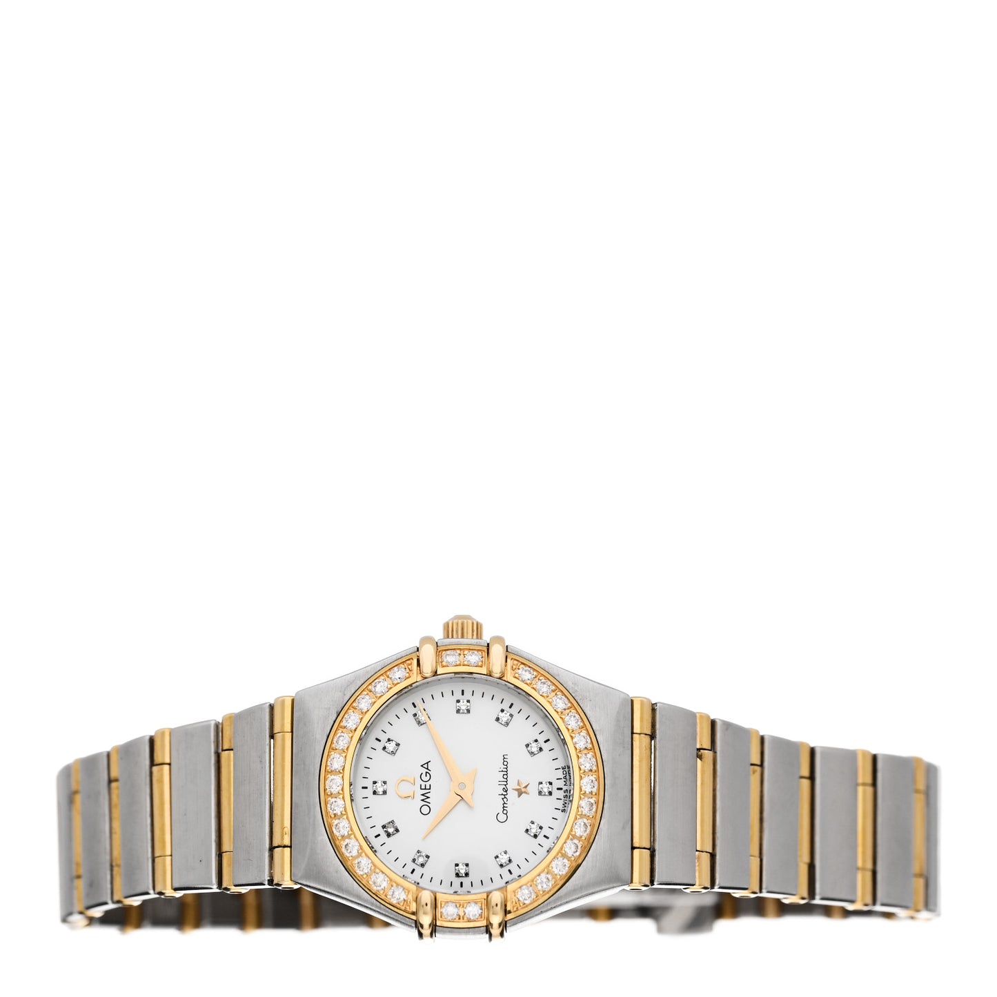Stainless Steel 18K Yellow Gold Diamond Bezel Mother of Pearl 22mm Constellation Quartz Watch 1267.75.00