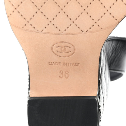 Chanel Lambskin Quilted Chain CC Wedge Sandals 36 Black 6 of 9