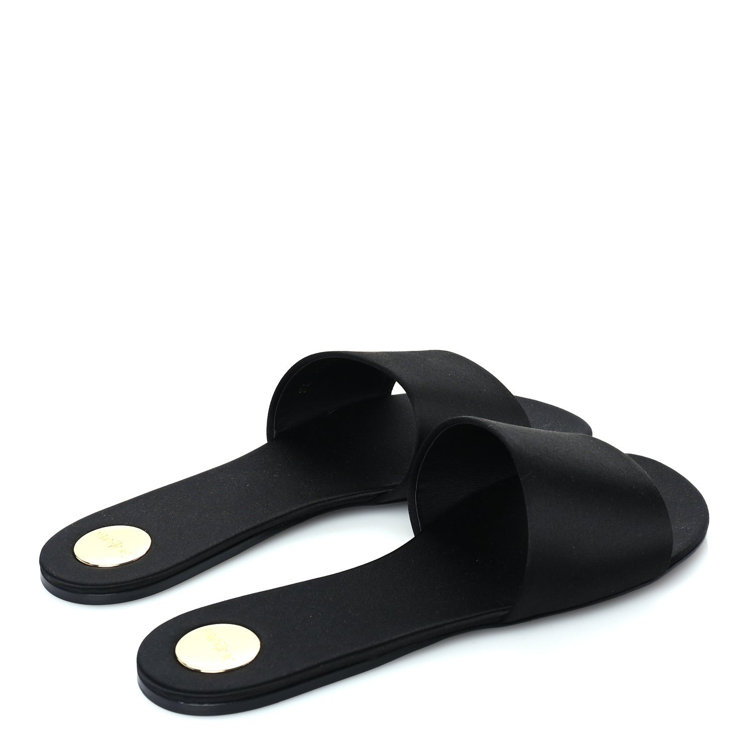 Saint Laurent Satin Carlyle Slide Sandals 38  Black 4 of 7