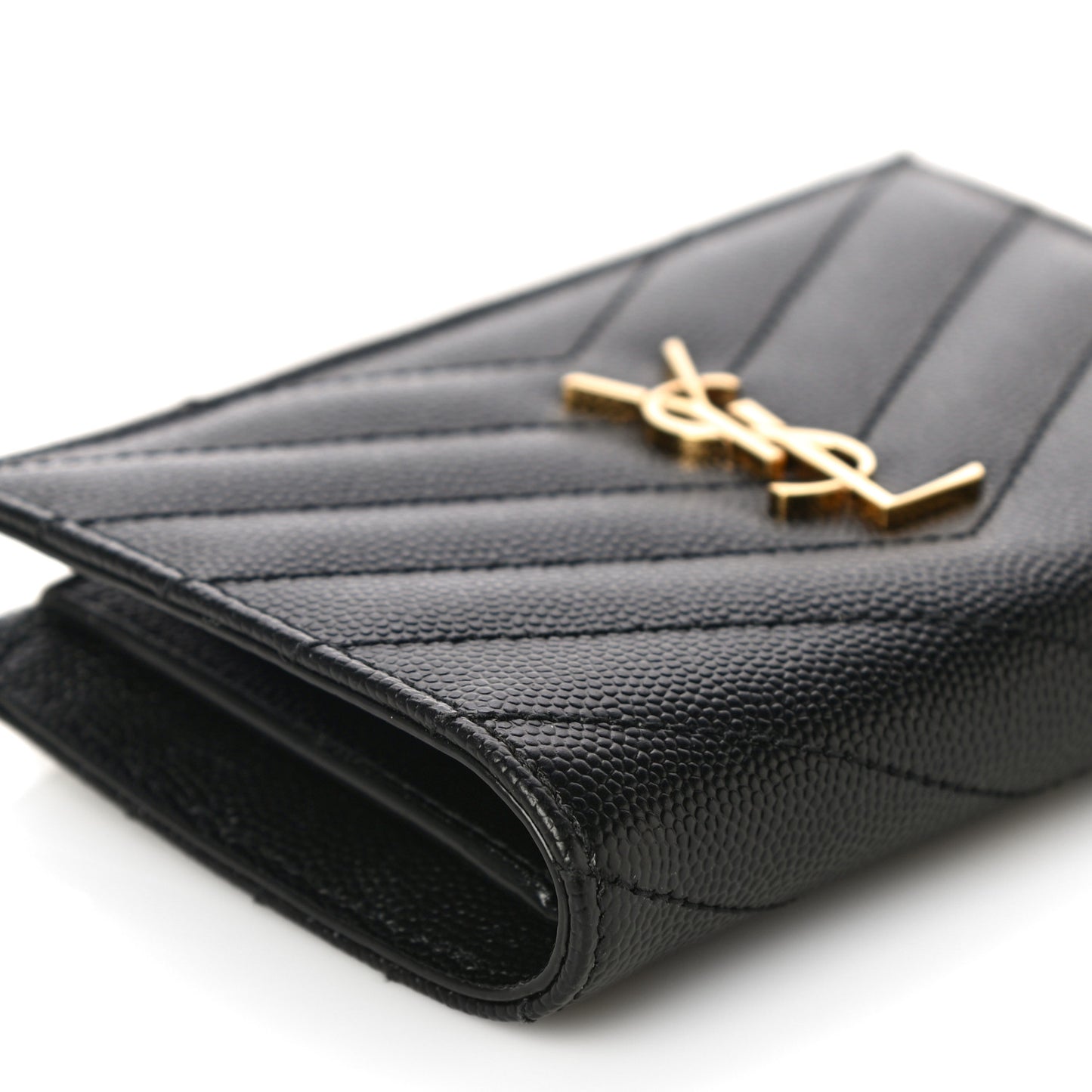 Grain De Poudre Matelasse Chevron Monogram Zipped Two-Part Wallet Black