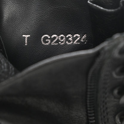 Chanel Sheepskin Quilted CC Tall Lace Up Combat Boots 38 Black 8 of 10