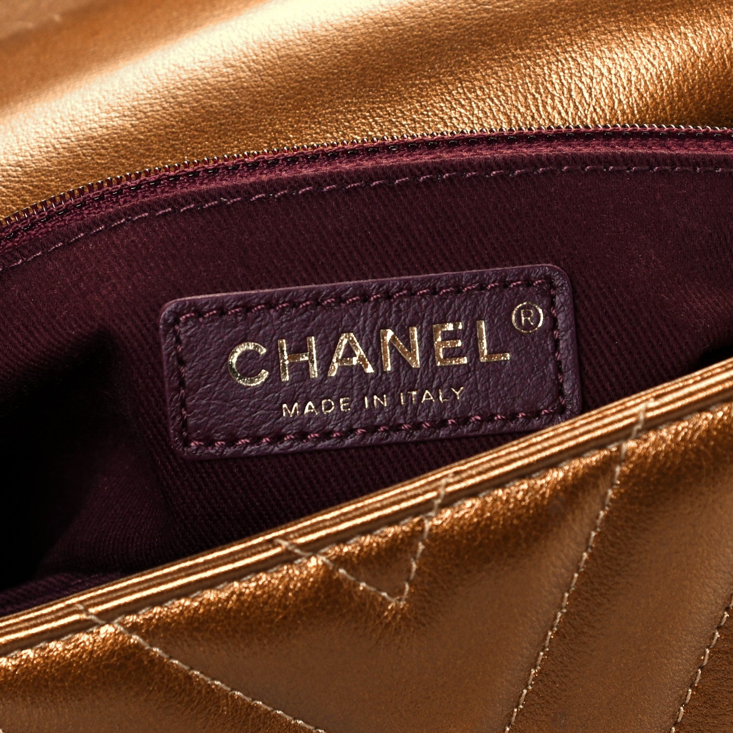 Chanel Metallic Calfskin Chevron Quilted Mini Coco Handle Flap Gold 8 of 12