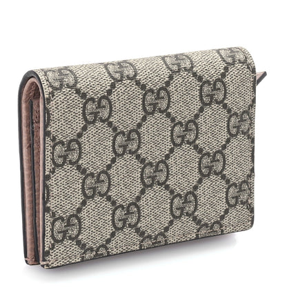 Gucci Dollar Calfskin GG Supreme Monogram GG Marmont Card Case Porcelain Rose Beige Ebony 2 of 6