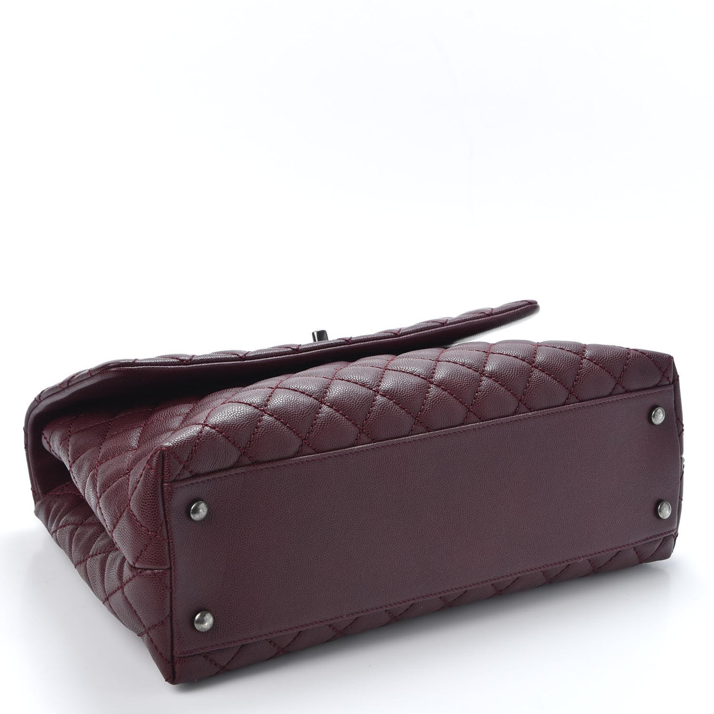 Caviar Quilted Medium Coco Handle Flap Burgundy