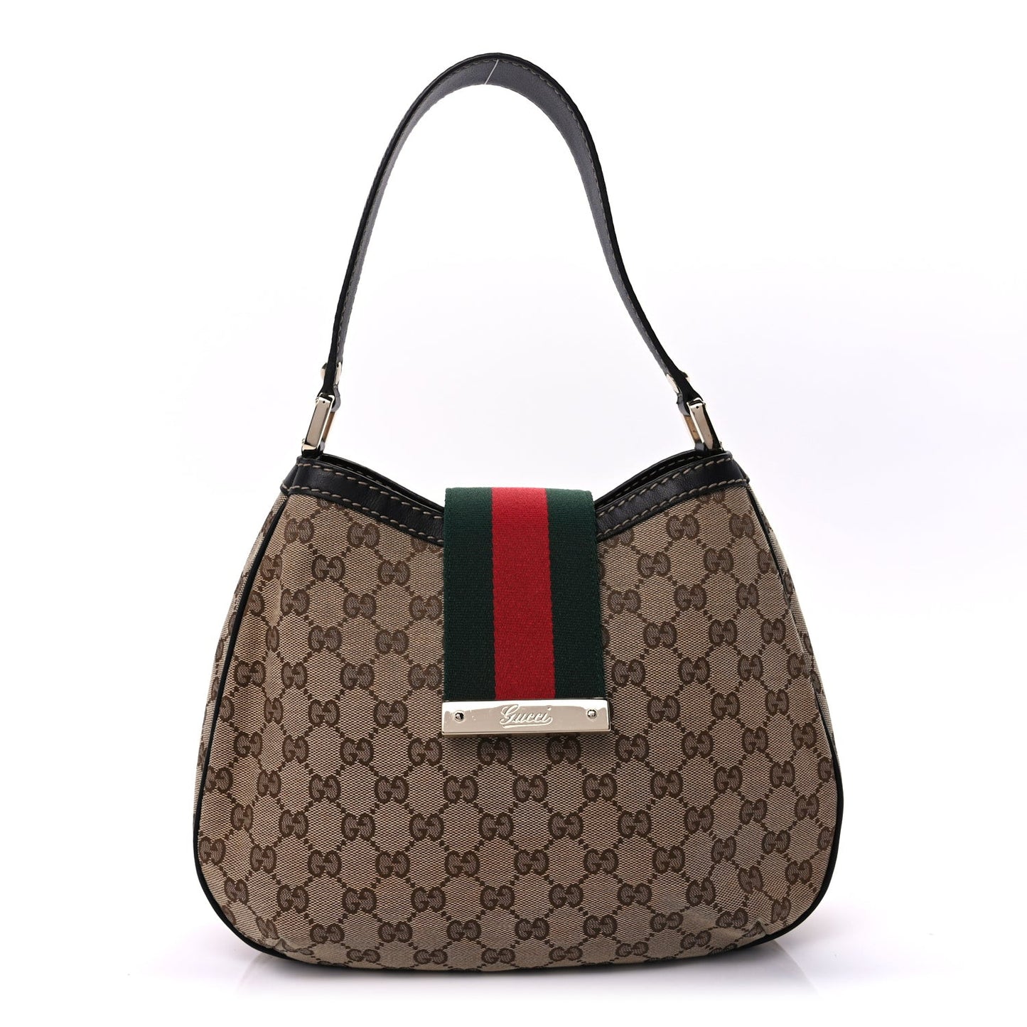 Monogram Medium New Ladies Web Hobo  Dark Brown