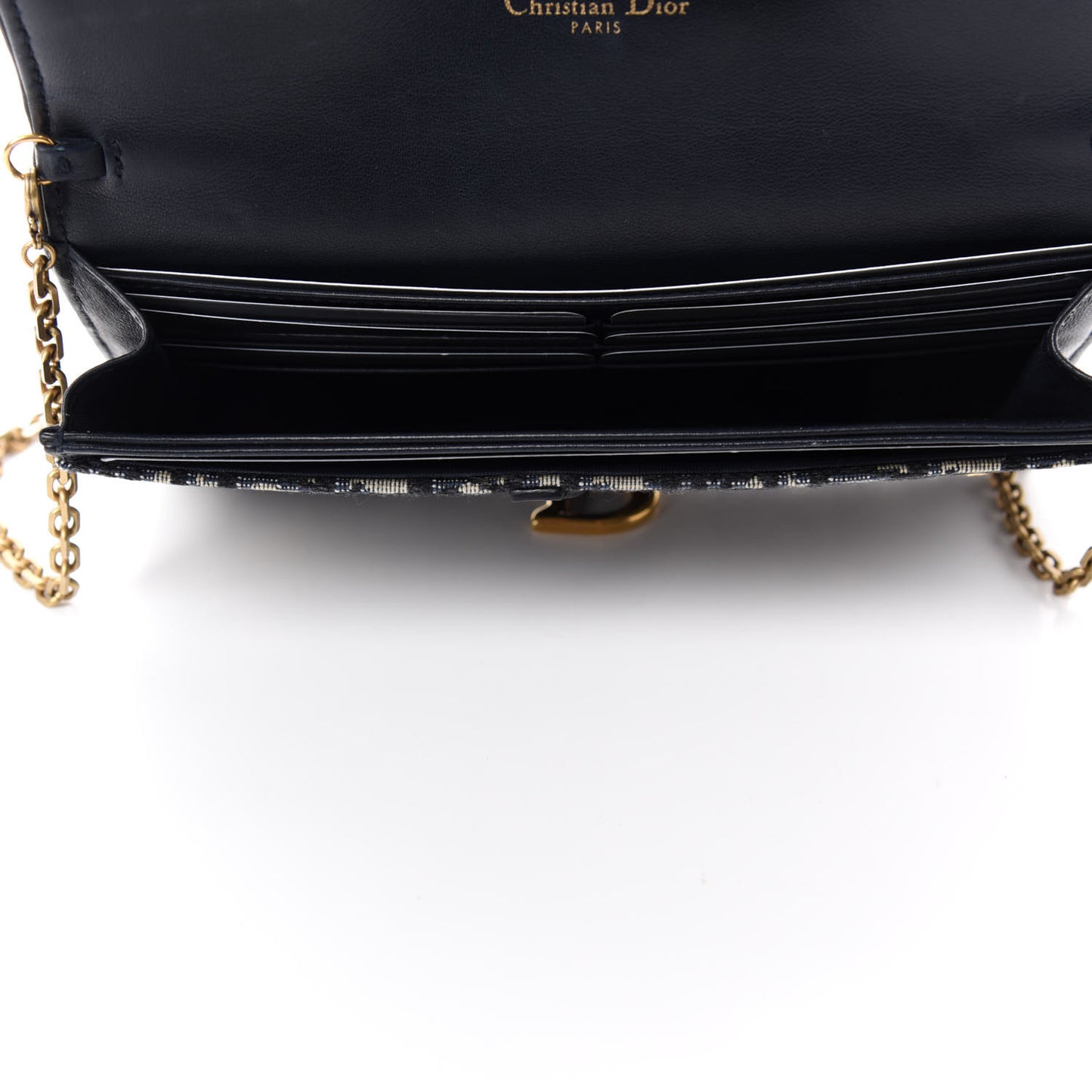 Oblique Saddle Chain Long Wallet Blue