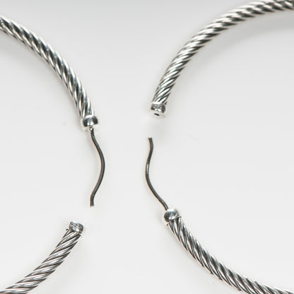 David Yurman Sterling Silver Cable Classics Extra Large Hoop Earrings 3 of 4