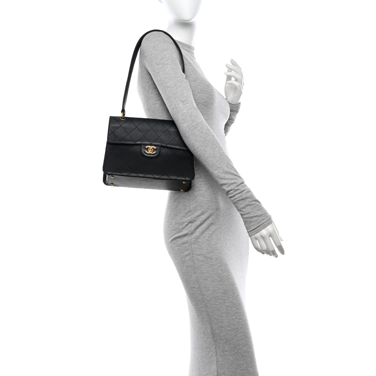 Chanel Caviar Diamond Stitched Flap Shoulder Bag Black 2 of 19