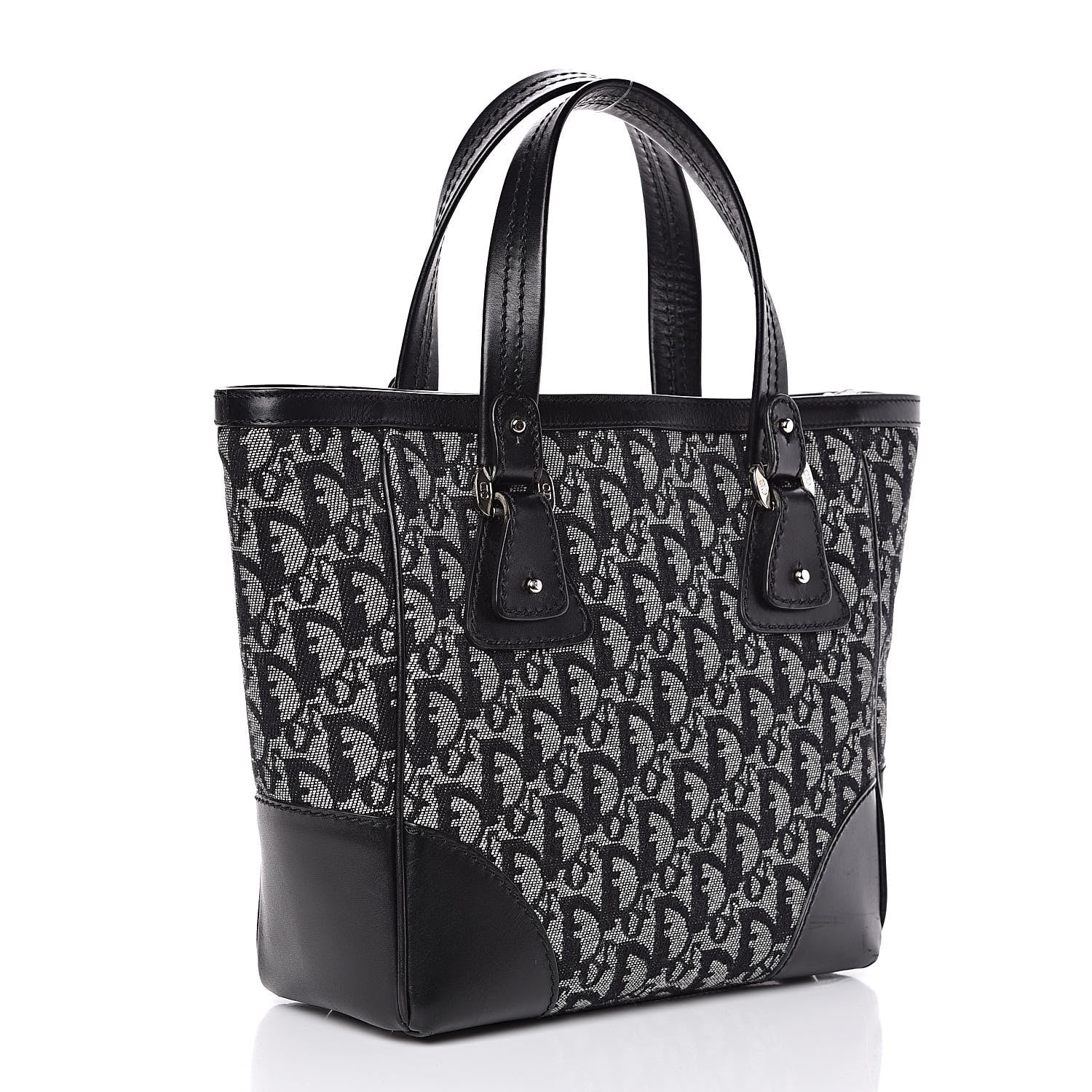 Christian Dior Denim Calfskin Monogram Tote Black 3 of 12