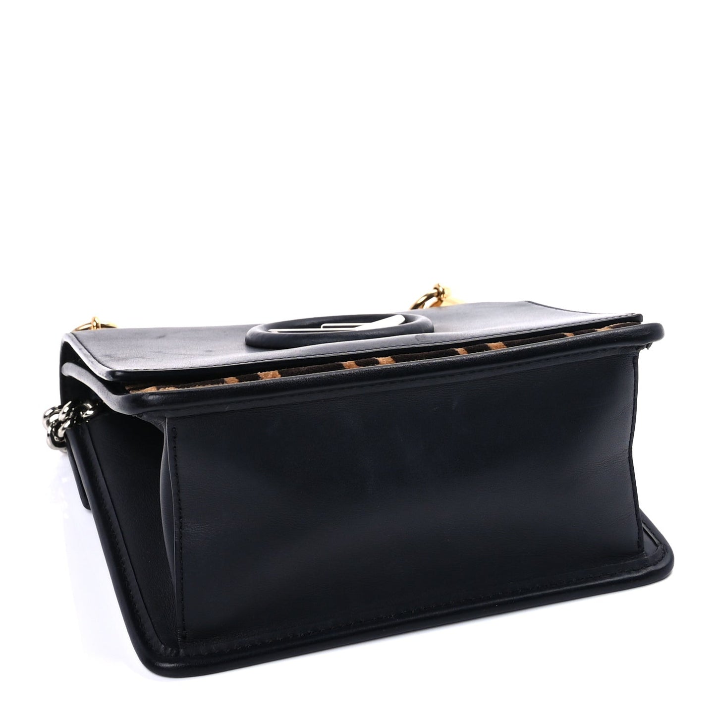 Vitello Century Velvet F is  FF Small Kan I Shoulder Bag Black Tobacco
