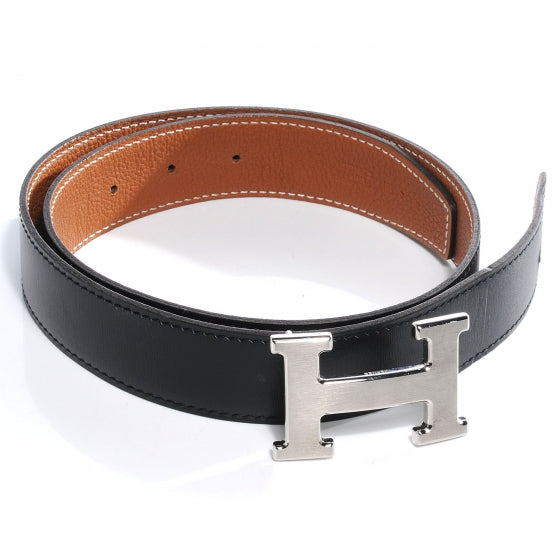 Chamonix Togo Reversible Constance 32mm H Belt Gold and Noir Brushed Silver 75