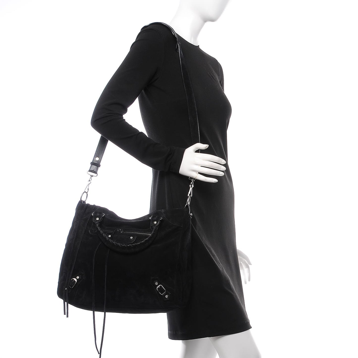 Baby Daim Suede Classic Silver Hardware Velo Black
