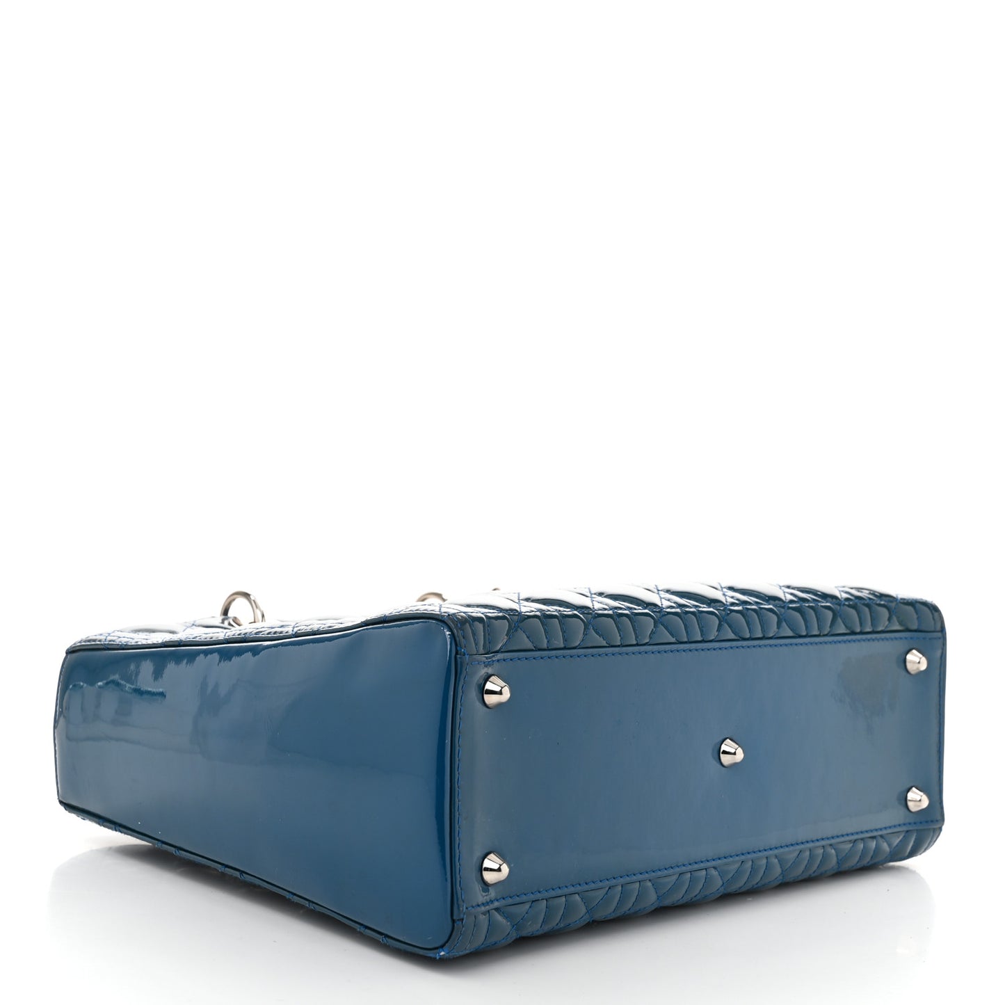 Patent Cannage Large Lady Dior Blue