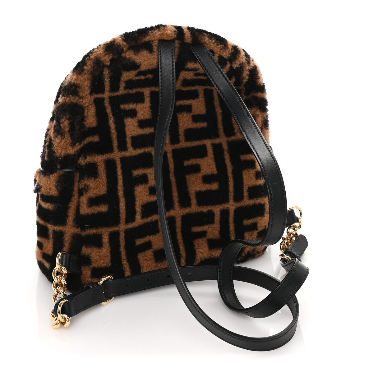 Shearling Macro FF 1974 Mini Backpack Tobacco Black