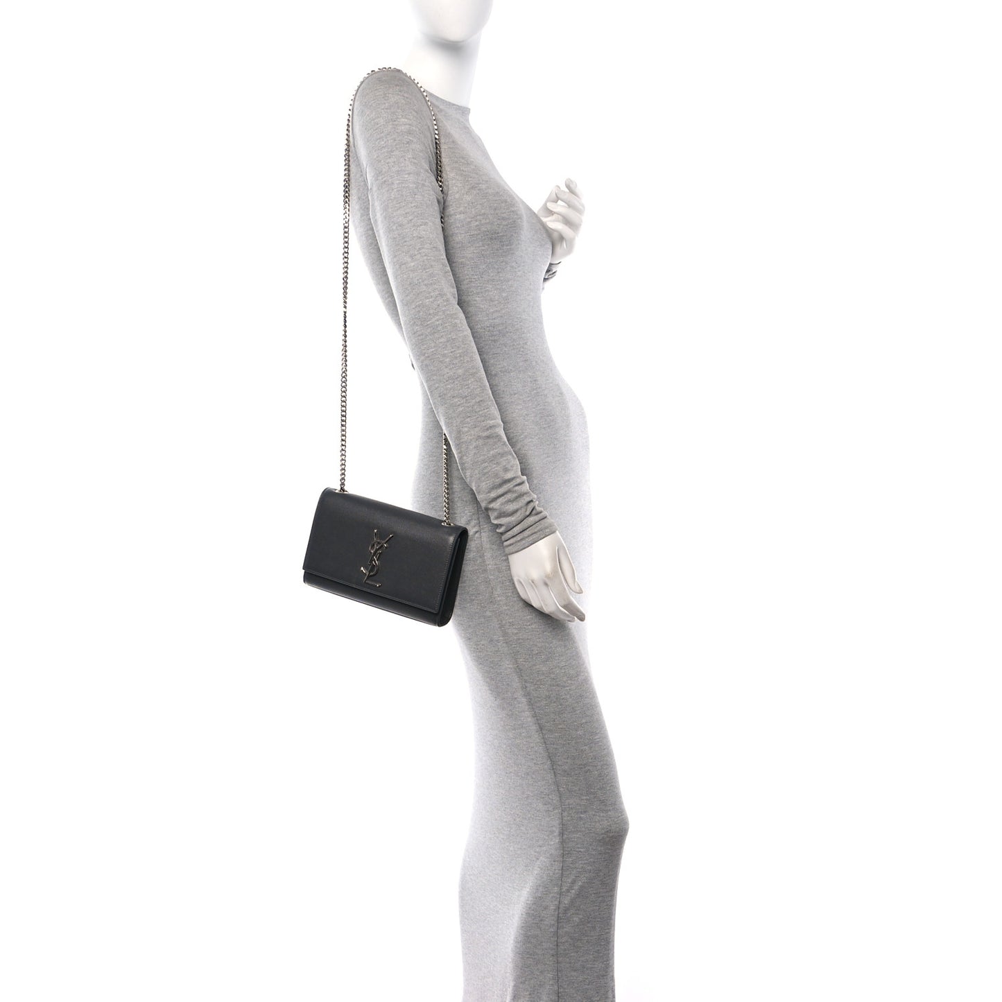 Grain De Poudre Medium Classic Monogram Kate Satchel Earth Grey