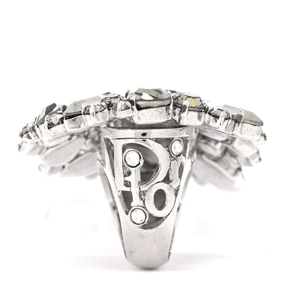 Christian Dior Crystal Cocktail Ring 54 7 Silver 6 of 6