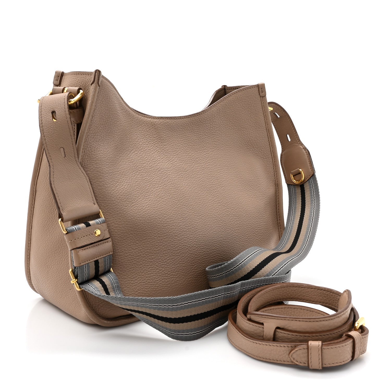 Prada Vitello Daino Soft Hobo Messenger Bag Argilla 3 of 7